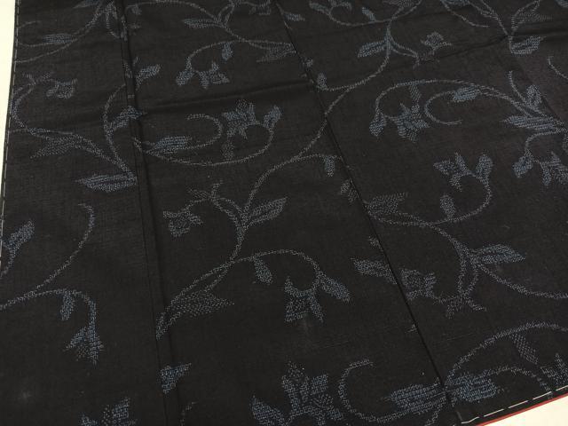 平和屋着物●結城紬　100亀甲　飛び亀甲　花唐草文　証紙付き　正絹　逸品　未使用　AABL1739ph