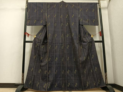 平和屋着物●上質な紬　80亀甲　間道　正絹　逸品　AABL1742ph