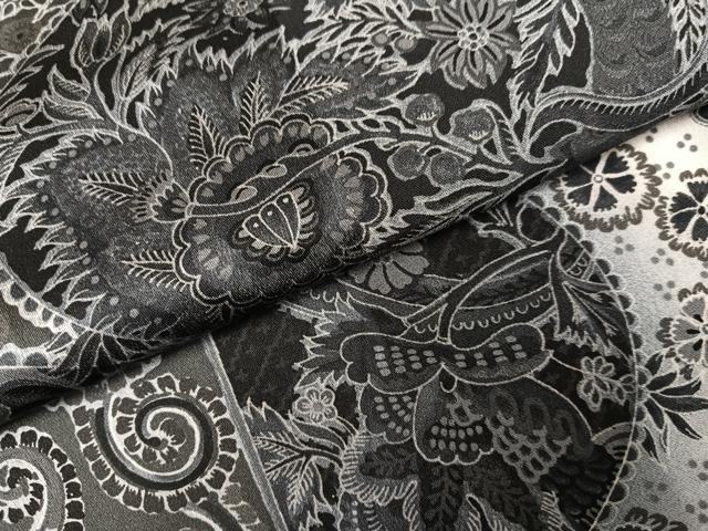 平和屋着物●男性　小紋　作家物　花鳥文　正絹　逸品　AABL1744ph
