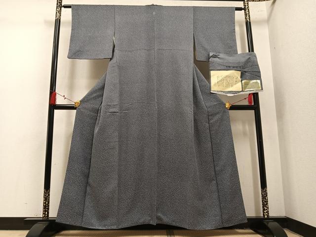 平和屋着物●上質な小紋　結幡　霞　銀通し地　証紙付き　正絹　逸品　AABL1746ph