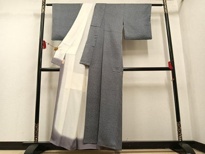 平和屋着物●上質な小紋　結幡　霞　銀通し地　証紙付き　正絹　逸品　AABL1746ph