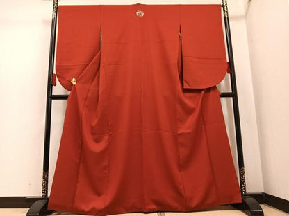 平和屋着物●小振袖　二尺袖　色無地　紅海老茶色　洗える着物　AABL1752ph