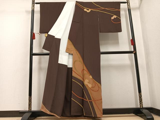 平和屋着物▼訪問着　刺繍　組紐　金彩　鬼しぼ縮緬　正絹　逸品　AABL1755ph