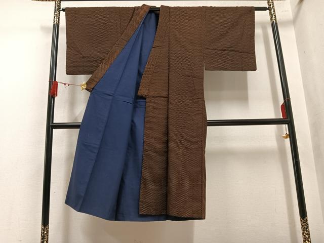 平和屋着物●男性　紬　絣　正絹　逸品　AABL1756ph