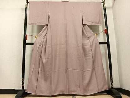 平和屋着物●上質な色無地　檜垣地紋　梅染色　正絹　逸品　AABL1757ph