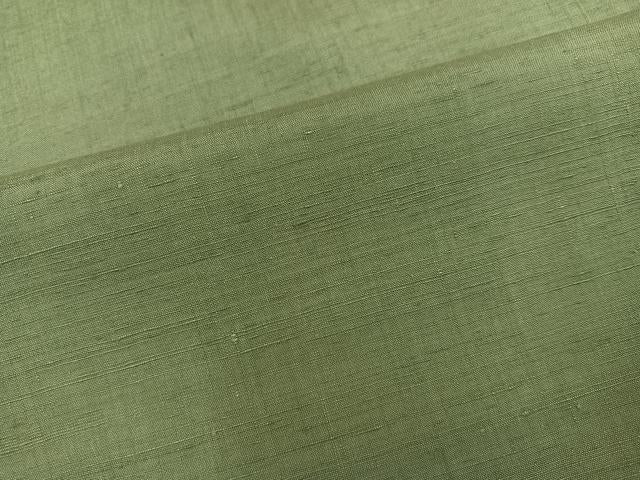 平和屋着物●本場草木染結城玉紬　色無地　鶸茶色　結織苑　証紙付き　正絹　逸品　AABL1761ph