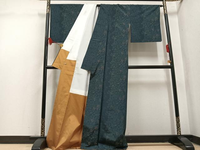 平和屋着物●本場大島紬　草花文　さが美扱い　正絹　逸品　AABL1763ph