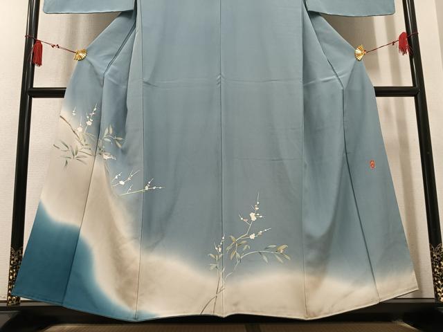平和屋着物●訪問着　友禅　作家物　花鳥文　梅　正絹　逸品　AABL1769ph