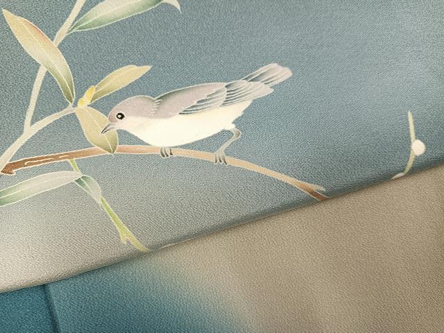 平和屋着物●訪問着　友禅　作家物　花鳥文　梅　正絹　逸品　AABL1769ph