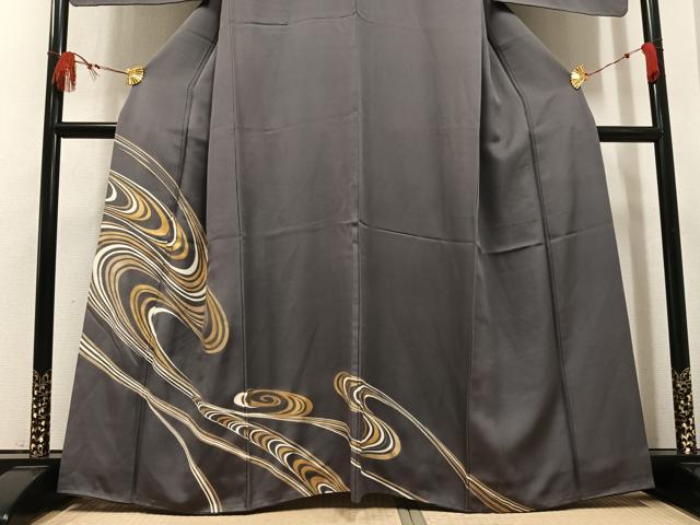 平和屋着物●訪問着　流水文　金彩　正絹　逸品　AABL1771ph