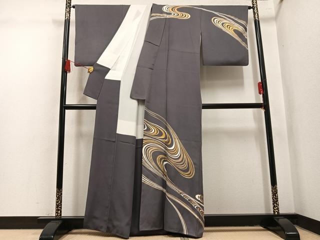 平和屋着物●訪問着　流水文　金彩　正絹　逸品　AABL1771ph