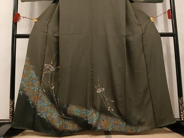平和屋着物●訪問着　扇面草花文　金彩　正絹　逸品　AABL1773ph
