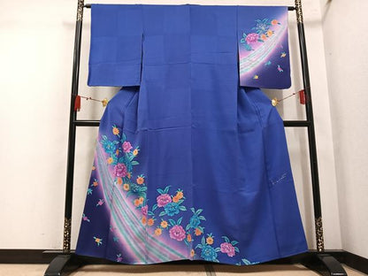 平和屋着物●訪問着　作家物　草花文　暈し染め　銀彩　正絹　逸品　AABL1775ph