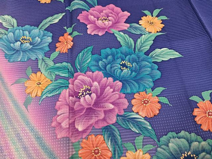 平和屋着物●訪問着　作家物　草花文　暈し染め　銀彩　正絹　逸品　AABL1775ph