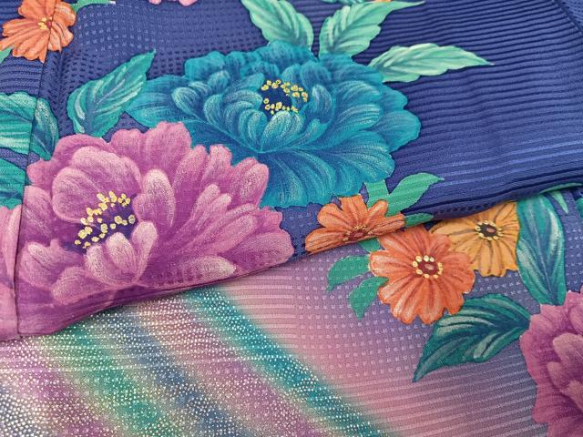 平和屋着物●訪問着　作家物　草花文　暈し染め　銀彩　正絹　逸品　AABL1775ph