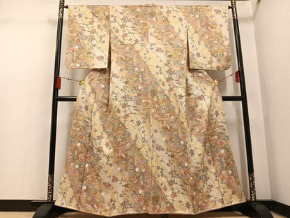 平和屋着物●上質な小紋　花蝶文　暈し染め　金彩　正絹　逸品　AABL1777ph
