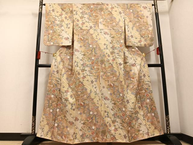 平和屋着物●上質な小紋　花蝶文　暈し染め　金彩　正絹　逸品　AABL1777ph