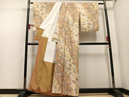 平和屋着物●上質な小紋　花蝶文　暈し染め　金彩　正絹　逸品　AABL1777ph