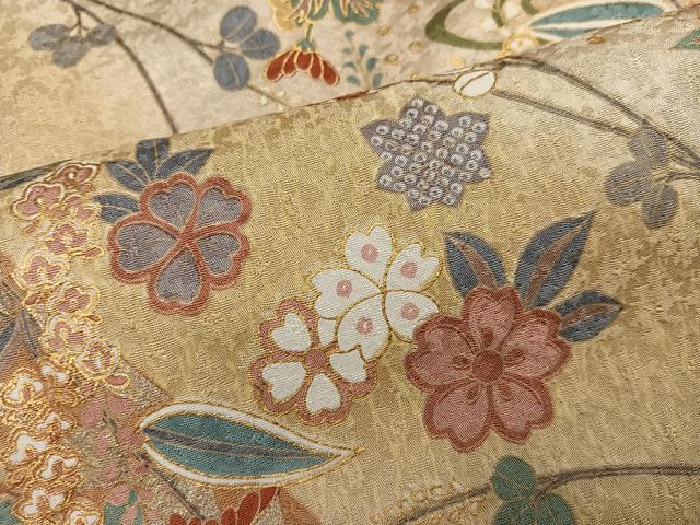 平和屋着物●上質な小紋　花蝶文　暈し染め　金彩　正絹　逸品　AABL1777ph