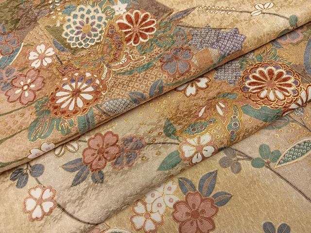 平和屋着物●上質な小紋　花蝶文　暈し染め　金彩　正絹　逸品　AABL1777ph