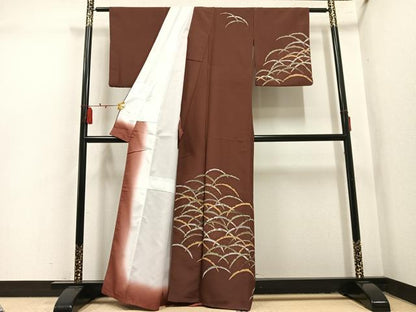 平和屋着物●訪問着　雪芝　金彩　洗える着物　AABL1778ph