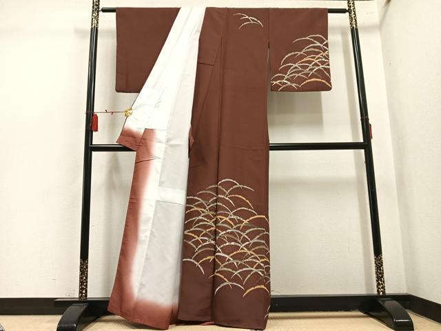 平和屋着物●訪問着　雪芝　金彩　洗える着物　AABL1778ph