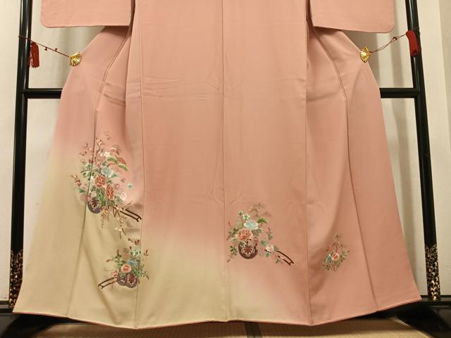 平和屋着物●訪問着　総刺繍　花車文　暈し染め　正絹　逸品　AABL1779ph