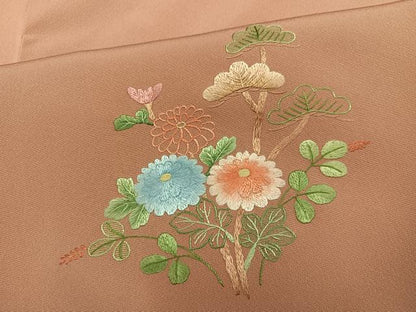 平和屋着物●訪問着　総刺繍　花車文　暈し染め　正絹　逸品　AABL1779ph