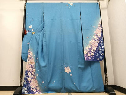 平和屋着物●豪華振袖　駒刺繍　舞桜文　暈し染め　さが美扱い　正絹　逸品　AABL1780ph
