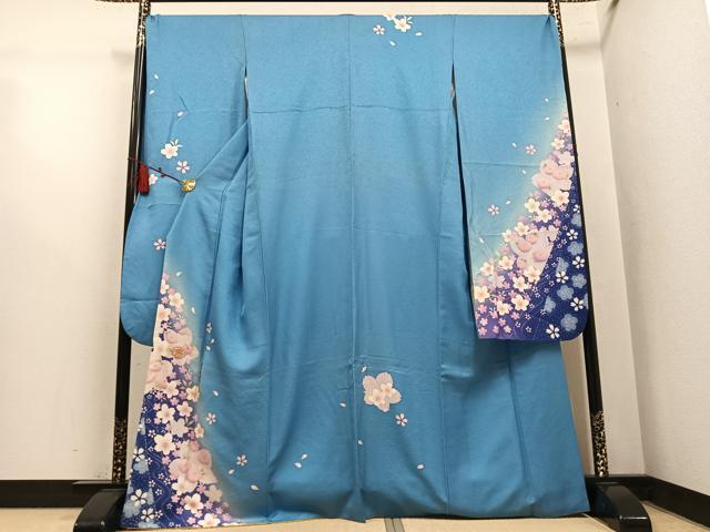 平和屋着物●豪華振袖　駒刺繍　舞桜文　暈し染め　さが美扱い　正絹　逸品　AABL1780ph