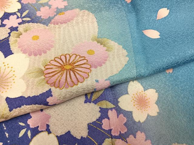 平和屋着物●豪華振袖　駒刺繍　舞桜文　暈し染め　さが美扱い　正絹　逸品　AABL1780ph