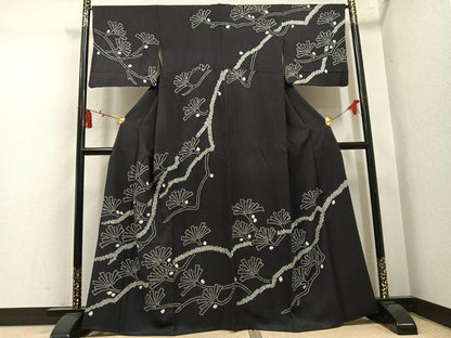 平和屋着物●訪問着　総絞り　松　正絹　逸品　AABL1781ph