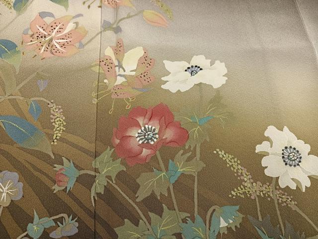 平和屋着物●二代目清次郎　手描き　訪問着　草花文　暈し染め　正絹　逸品　AABL1782ph
