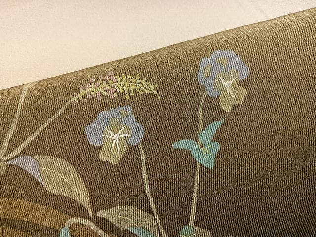 平和屋着物●二代目清次郎　手描き　訪問着　草花文　暈し染め　正絹　逸品　AABL1782ph