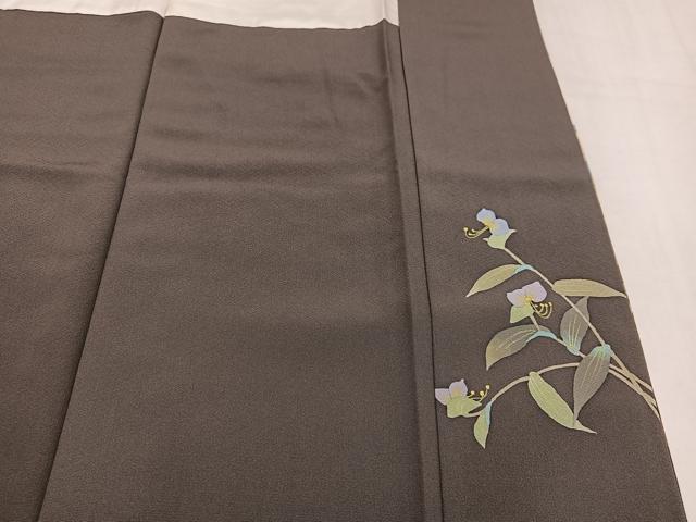 平和屋着物●二代目清次郎　手描き　訪問着　草花文　暈し染め　正絹　逸品　AABL1782ph
