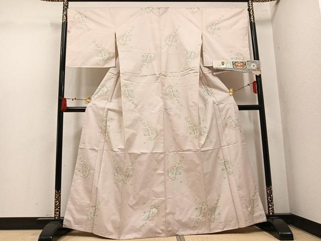 平和屋着物●本場大島紬　白大島　扇面花文　恵大島紬織物謹製　恵積五郎　証紙付き　正絹　逸品　未使用　AABL1783ph