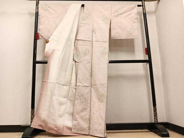 平和屋着物●本場大島紬　白大島　扇面花文　恵大島紬織物謹製　恵積五郎　証紙付き　正絹　逸品　未使用　AABL1783ph