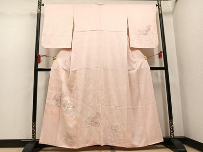 平和屋着物●訪問着　総絞り　草花文　正絹　逸品　AABL1784ph
