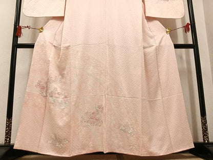 平和屋着物●訪問着　総絞り　草花文　正絹　逸品　AABL1784ph