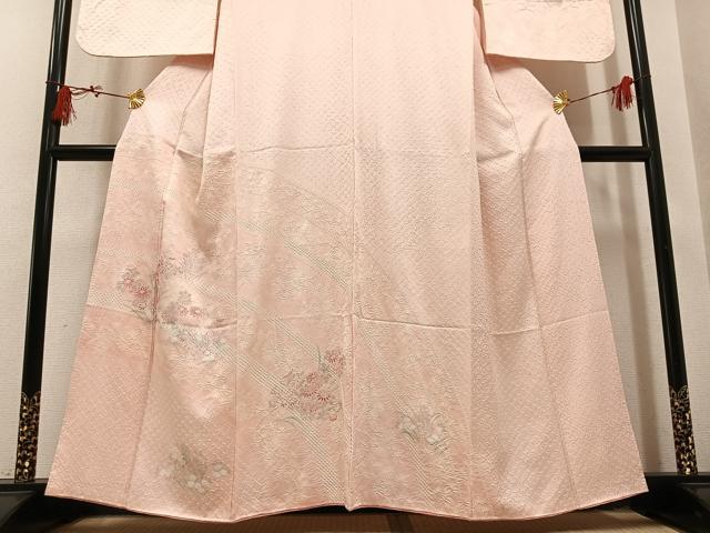平和屋着物●訪問着　総絞り　草花文　正絹　逸品　AABL1784ph