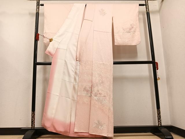 平和屋着物●訪問着　総絞り　草花文　正絹　逸品　AABL1784ph