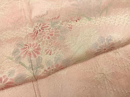 平和屋着物●訪問着　総絞り　草花文　正絹　逸品　AABL1784ph