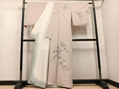 平和屋着物●訪問着　友禅　枝花文　正絹　逸品　AABL1790ph