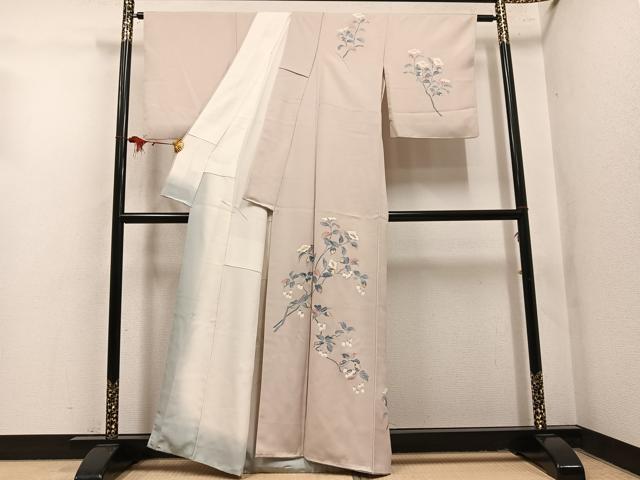 平和屋着物●訪問着　友禅　枝花文　正絹　逸品　AABL1790ph
