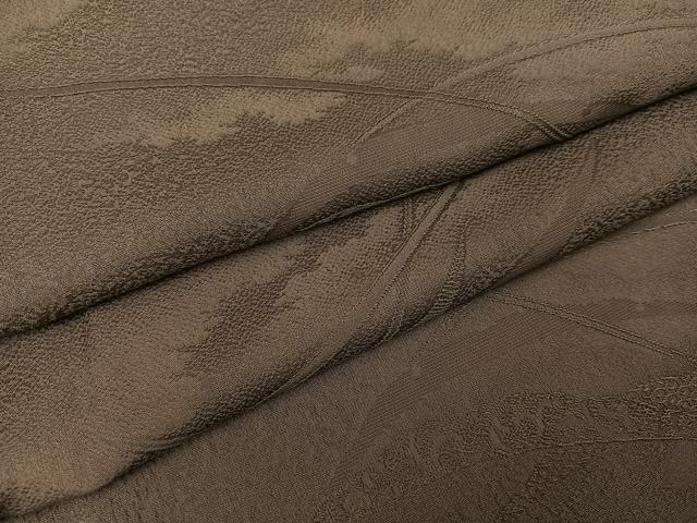 平和屋着物●上質な色無地　雪芝地紋　樺茶色　正絹　逸品　AABL1791ph