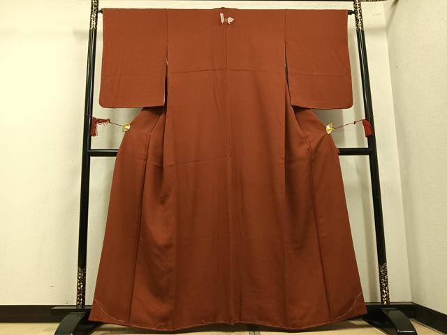 平和屋着物●上質な色無地　雀茶色　正絹　逸品　未使用　AABL1792ph
