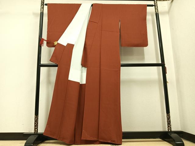 平和屋着物●上質な色無地　雀茶色　正絹　逸品　未使用　AABL1792ph