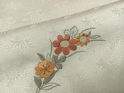 平和屋着物●訪問着　刺繍　草花文　暈し染め　金糸　正絹　逸品　AABL1793ph