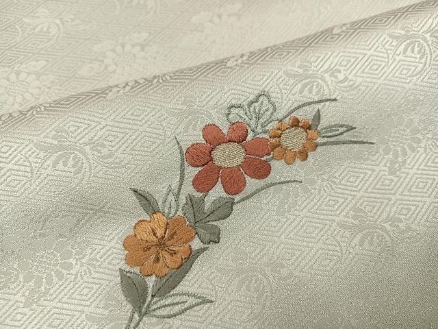 平和屋着物●訪問着　刺繍　草花文　暈し染め　金糸　正絹　逸品　AABL1793ph