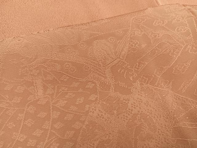 平和屋着物●豪華色留袖　人物地紋　赤香色　正絹　逸品　AABL1794ph